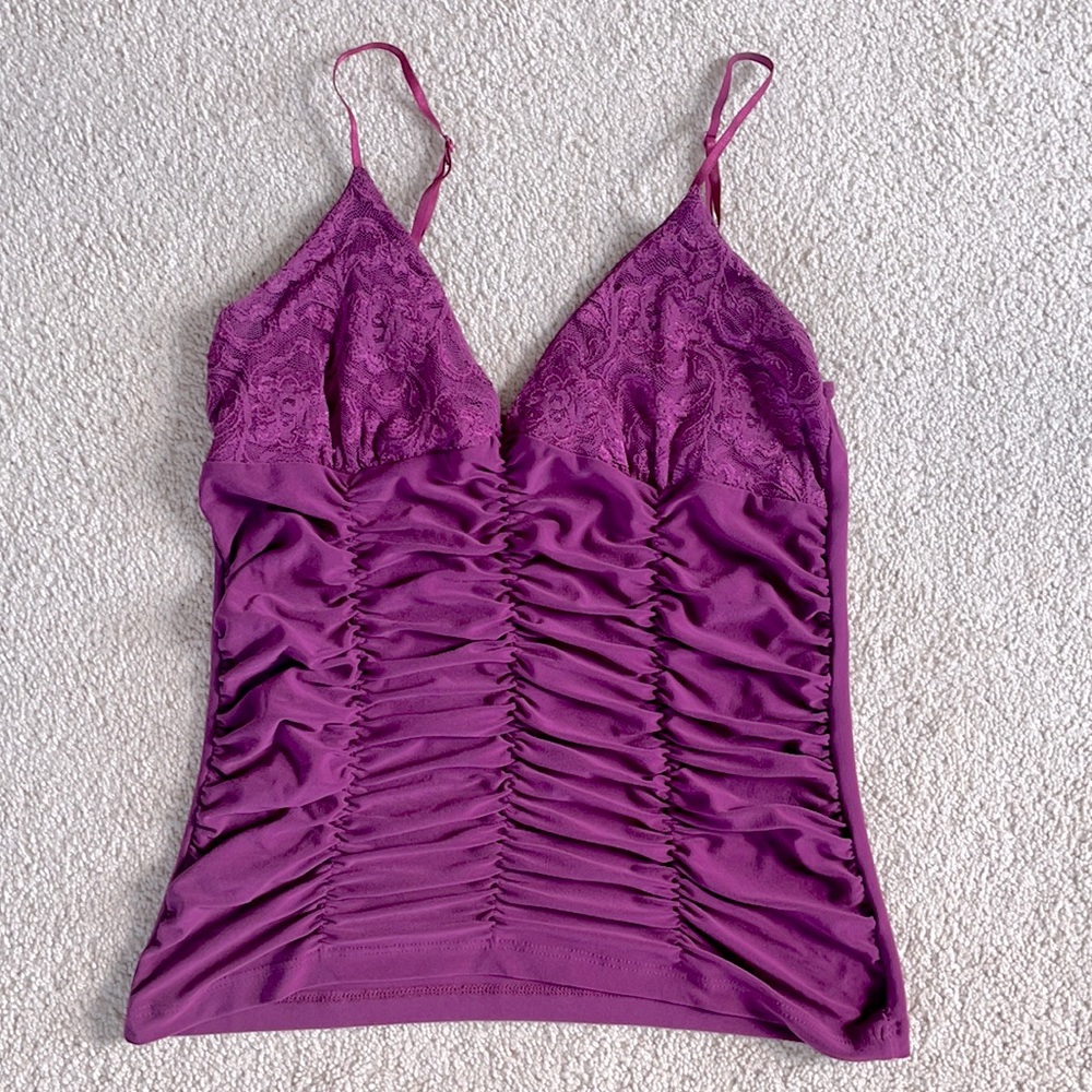 Lace rouched tank top